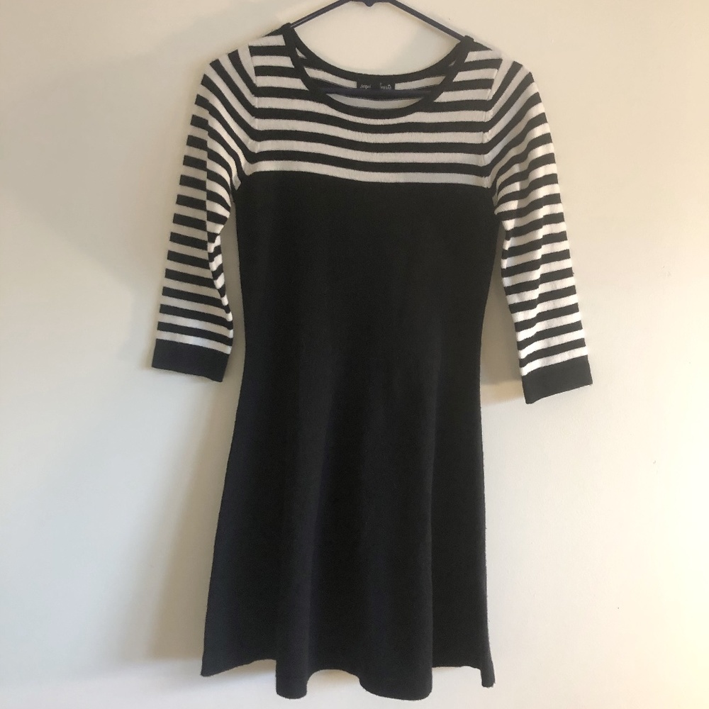 Black and White Striped Top Knit Dress